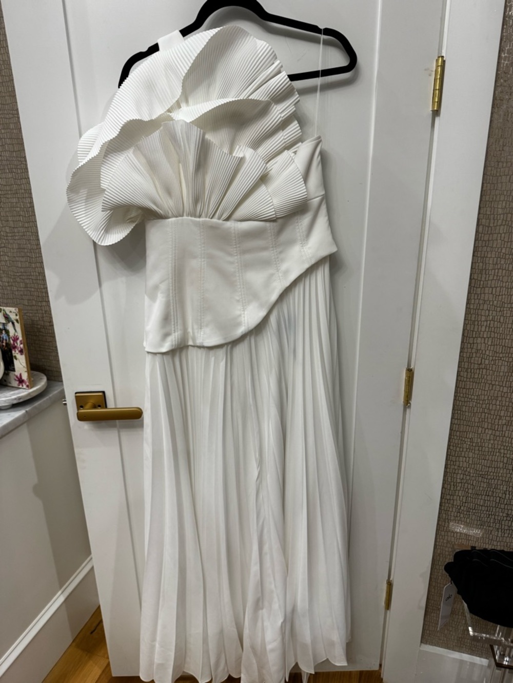 Acler White One-Shoulder Ruffle Gown - Picture 6 of 10
